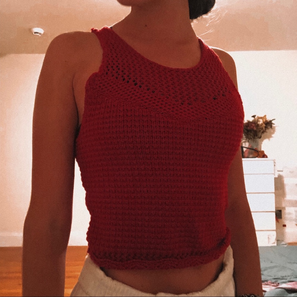 Red laced tank top